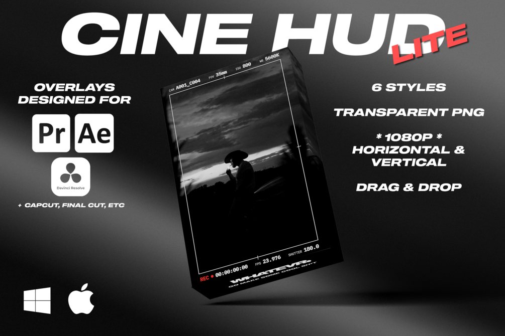 Cine HUD Lite by WHATEVR, 6 png overlays for Any editor